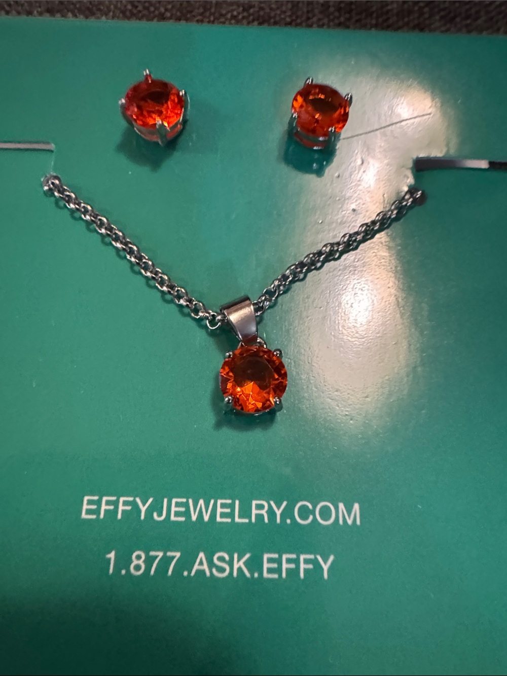 Effy Fire Orange Topaz Pendant and Stud Set